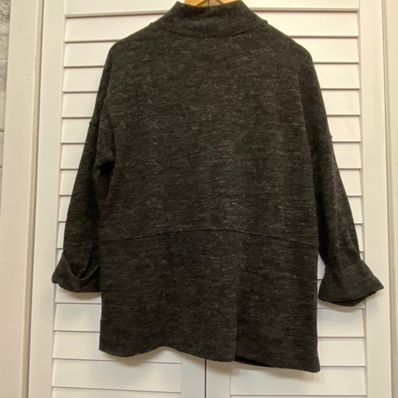 LADIES Roots pullover mixed grey/black 3/4 sleeve mock neck with front pockets - Picture 3 of 5